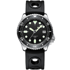 Luminous 21mm Mens Rubber Strap Watches 3BAR Silicone Stainless Steel Back
